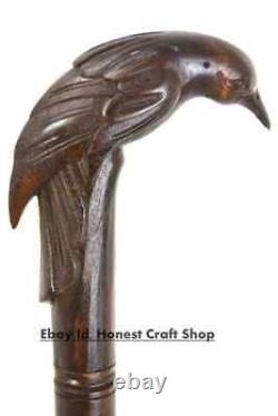 Hand Carved Raven Head Wooden Walking Stick Walking Cane For Men Women Bird Gift