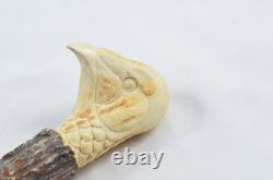 Hand Carved Small Bird Walking Stick Cane Top Handle Antler Horn Sheffield