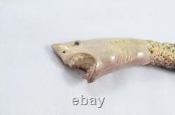 Hand Carved Small Shark Walking Stick Cane Top Handle Antler Horn Sheffield