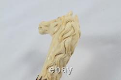 Hand Carved Small Stallion Walking Stick Cane Top Handle Antler Horn Sheffield