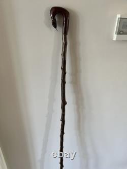 Hand Carved Snake Headed Walking/Hiking Stick Carved In Jarrah On Hawthorn Shank