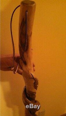Hand Carved Snake & Mouse Wood Walking Stick