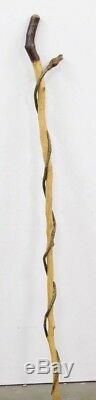 Hand Carved Snake open mouth Walking Cane or Stick Folk Art -Stone, Glass Eyes