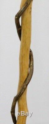Hand Carved Snake open mouth Walking Cane or Stick Folk Art -Stone, Glass Eyes