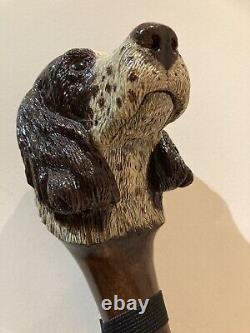 Hand Carved Springer Spaniel Wooden Walking Stick