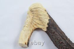 Hand Carved Tribal Indian Walking Stick Cane Top Handle Antler Horn Sheffield