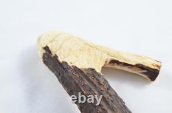 Hand Carved Tribal Indian Walking Stick Cane Top Handle Antler Horn Sheffield