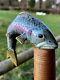 Hand Carved Trout Country Walking stick on Hazel Shank