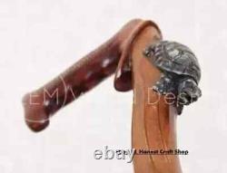 Hand Carved Turtle Head Handle Wooden Walking Cane Animal For Men Walking Stick