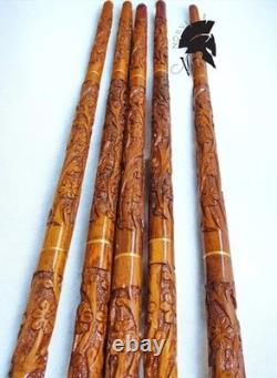Hand Carved Walking Cane Lot Of 5 Walking Stick For Men Women Handmade Gift