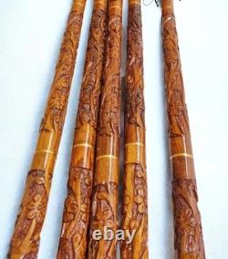 Hand Carved Walking Cane Lot Of 5 Walking Stick For Men Women Handmade Gift