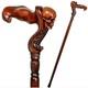 Hand Carved Walking Cane for Men Skull Handle Fashionable Wood Stick for Men