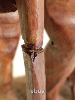 Hand Carved Walking Man Sculpture With Stick And Dog Wooden Sculpture Statue