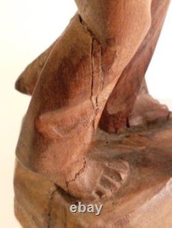 Hand Carved Walking Man Sculpture With Stick And Dog Wooden Sculpture Statue