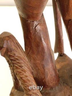 Hand Carved Walking Man Sculpture With Stick And Dog Wooden Sculpture Statue