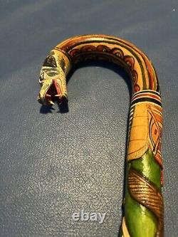 Hand Carved Walking Stick Cane Dragon