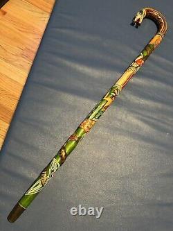 Hand Carved Walking Stick Cane Dragon