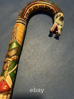 Hand Carved Walking Stick Cane Dragon