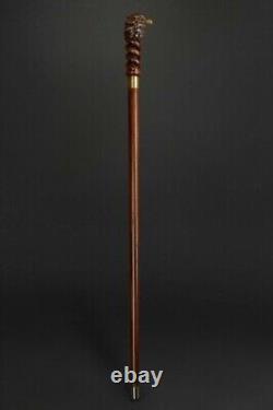 Hand Carved Walking Stick Cane Eagle Head Handle Wooden Handmade Hiking Stick