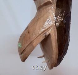 Hand Carved Walking Stick Cobra Steel Inserted Made In Solid Oak Unique Design