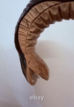 Hand Carved Walking Stick Cobra Steel Inserted Made In Solid Oak Unique Design