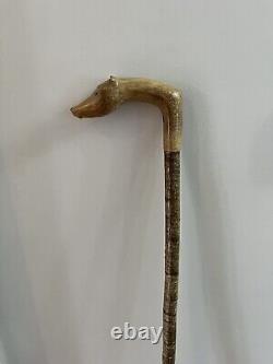 Hand Carved Walking Stick In Crimson King Maple On A Dappled Hazel Shank