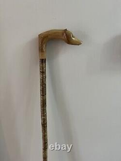 Hand Carved Walking Stick In Crimson King Maple On A Dappled Hazel Shank