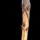 Hand Carved Walking Stick Inlaid with Polished Maine Garnet & Tourmaline