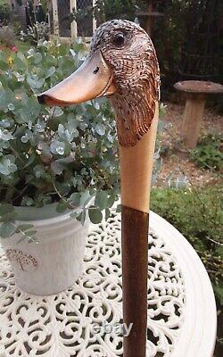 Hand Carved Walking Stick / Shooting Stick Female Mallard