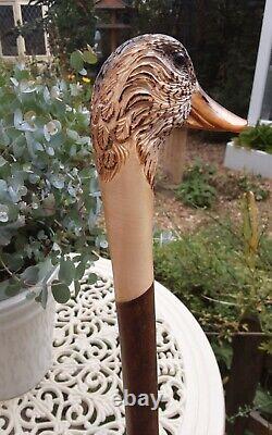 Hand Carved Walking Stick / Shooting Stick Female Mallard