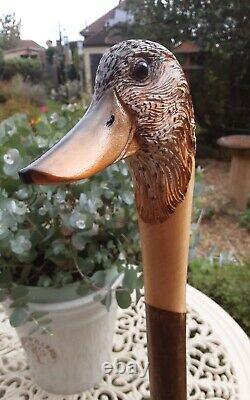 Hand Carved Walking Stick / Shooting Stick Female Mallard