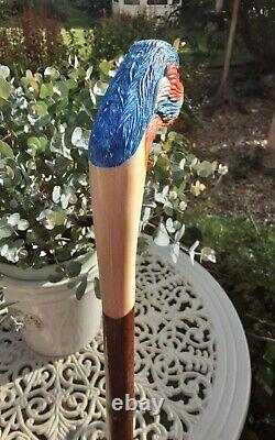 Hand Carved Walking Stick / Shooting Stick Kingfisher