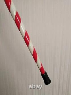 Hand Carved Walking Stick Wooden Unique Walking Cane Christmas Gift Candy Cane