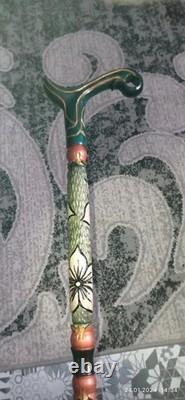 Hand Carved Walking Stick for Women Wooden Cane Handmade Gift Hiking Staff
