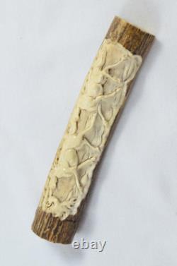 Hand Carved Whole Antler Horn Horses Walking Stick Cane Top Handle Sheffield