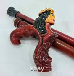 Hand Carved Wood Mermaid handle Walking Stick Hand Carved Handmade Cane Designer