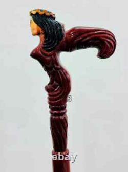 Hand Carved Wood Mermaid handle Walking Stick Hand Carved Handmade Cane Designer