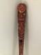 Hand Carved Wood Walking Stick Mother Of Pearl Inlay Tiki Style Cane 36