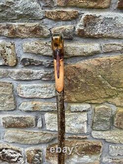 Hand Carved Woodcock In Lime Hiking/Walking stick on Hazel shank