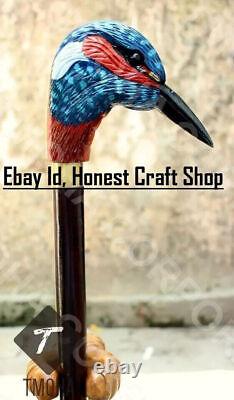 Hand Carved Wooden Bird Head Walking Stick Handmade Walking Cane Bird Best G L