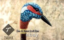 Hand Carved Wooden Bird Head Walking Stick Handmade Walking Cane Bird Best G L