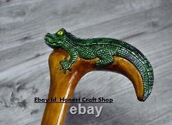 Hand Carved Wooden Crocodil Handle Walking Stick Walking Cane For Men Women Gift