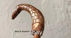 Hand Carved Wooden Fish Handle Walking Stick Walking Cane For Men Women Gift ZW1