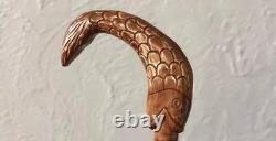 Hand Carved Wooden Fish Handle Walking Stick Walking Cane For Men Women Gift ZW1