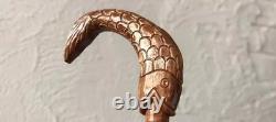 Hand Carved Wooden Fish Handle Walking Stick Walking Cane For Men Women Gift ZW1