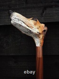 Hand Carved Wooden Handled'Greyhound/Whippet/Lurcher' Walking Stick