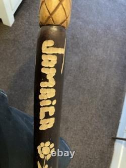 Hand Carved Wooden Jamaican Walking Stick Cane with snake handle & Face carving