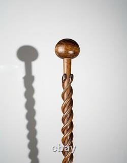 Hand Carved Wooden Knobkerrie Snake Walking Stick