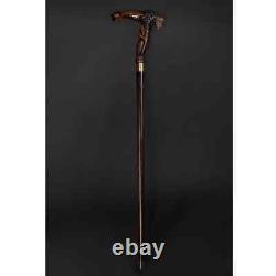 Hand Carved Wooden Walking Stick Buffalo Handle Walking Cane Christmas Best Gif