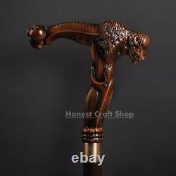 Hand Carved Wooden Walking Stick Buffalo Handle Walking Cane Christmas Best Gif